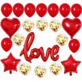 Red Love Foil Balloon Decoration - Heart Balloons Valentine's Day Wedding Proposal