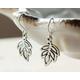 Petite Silver Leaf Earrings | Small Antique Woodland Dainty Dangling Lightweight Sterling Jewelry