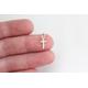 sterling Silver Cross With Clear Nano Gems Charm, Charm