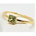 Solid 14K Gold Peridot Ring, August Birthstone Ring, Stacking Natural Square Ring