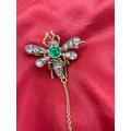 Antique Victorian 18Ct Gold, Silver, Diamond, Emerald Bee, Insect, Bug Brooch