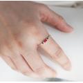 14K Gold Ruby Ring, Baguette Minimalist Sapphire Stacking Two Stones Ring