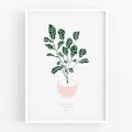 Home Art Print, House Plants Art, Modern Gift Plants, Gardening Idea, Minimalist Decor, Green, Plant Ficus Lyrata