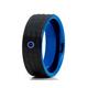 Blue Sapphire Weddding Ring, Tungsten Carbide Ring, Blue Tungsten Ring, Anniversary Ring, Black Wedding Ring, Hammered Band, Comfort Fit