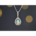 Opal & Diamond Gold Necklace, Fire Pendant, October Birthstone, Birthday Gift For Her, Necklace, Ethiopian Pendant