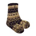 Hand Knit Wool Black & White Tibetan Design Slipper Socks - Fair Trade Fleece Lined
