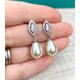 Pearl Bridal Earrings, Silver Crystal & Pearl Wedding Jewellery, Bridesmaid Gift