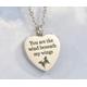 Cremation Urn Necklace, Butterfly Wings Heart Engraved "You Are The Wind Beneath My Wings