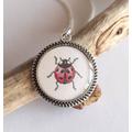 Hand Painted Ladybird Resin Pendant On Silver Chain, Tibetan Style Jewellery, Ladybug Insect Bug Gift For Her