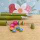 Beadable Pens, Interchangeable Pen, Press Ball Point Pens For Diy Pen Decoration, Olive Green With Glitter Blank Bead Biros | 3x Pcs