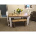 Rustic, Farmhouse Dining Table, 2 Chairs & A Bench