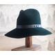 Anouk Tall Dark Emerald Green Fedora Crown With Floppy Brim in Velour Felt