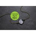 Birth Moon Necklace Bronze - Personalised Birthmoon Pendant Custom Glass Dome Full Moon Birthday Birthstone
