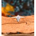 Kite Shaped Moissanite Promise Ring, Art Deco Bezel Set Engagement Dainty Simple Anniversary 14K Rose Gold Bridal Wedding Ring