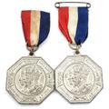 Royal Memorabilia, Pair Of Medals, Octagonal 1935 Jubilee, George & Mary, Art Deco, Medals With Ribbons, Middlesex History, Unique