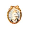 Porcelain Deer Cameo Brooch/ Oval Shape Brooch/ Deer Animal Brooch/stag Brooch