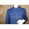 Vintage Blue Funnel Neck Jacket, Size 12 50S/ 60S Longer Length Jacket