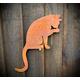 Large Exterior Cat Washing Feline Garden Wall House Gate Fence Shed Sign Hanging Metal Rustic Bird Bath Feeder Art Gift