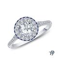 Semi Mount Vibrant Sapphire & Halo Diamond Accents Engagement Ring