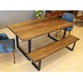 Farmhouse Dining Table & Bench/Solid Wood Kitchen With Metal Legs Rustic Room