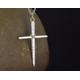 Hammered Sterling Silver & 9Ct Gold Cross Pendant On 22