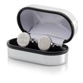 Memorable Time Personalised Silver Round Cufflinks in Chrome Case - Engraved With Any Time, Name Or Message