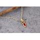 Ruby Pendant Necklace, Gold Solid Boho Pendant, Marquise 14K Necklace, 18K Necklace