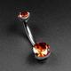 Double Red Jewelled Internally Threaded Titanium Belly Bar | Bars Button Navel Jewelry Mirror Polish Ring