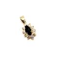 9Ct Gold Sapphire & Cz Cluster Pendant No Chain Made in UK