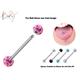 Tongue Ring, Straight Barbell Piercing - Studs With Epoxy Coated Cz Crystals Industrial Piercing, Oral Frenulum