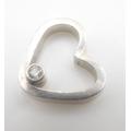 Vintage Sterling Silver & Diamond Heart Slider Pendant. Handmade. Artisan. Minimalist