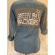 One Of A Kind Women's Denim H&m Green Bay Packer Shirt, Size 6, Nfl, Tailgating, Lambeau Field, Aaron Rodgers, Upcycled