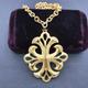 Vintage Goldtone Maltese Cross Trifari Style Collectible Costume Jewelry Pendant Necklace