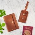 Leather Luggage Tag & Passport Holder Set With Personalisation