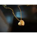Heart Necklace. 14K Yellow Gold Heart-Shaped Pendant. Handmade Beautiful Free Shipping