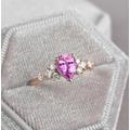 Pear Light Pink Sapphire Engagement Ring | Bridal Anniversary Princess Cut Diamond Fitted Rose Gold For Her