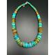 Natural Blue Green Turquoise Necklace Donut Shape Kingman Mine 16 Inch Long 5 Mm-15 Mm Size Of Top Quality Arizona Usa
