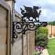 Welsh Dragon Ornamental Hanging Bracket - Contemporary Basket Wall Mounted Decorative Garden Black