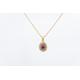 Small Chain With Yellow Gold Pendant - Ruby & Diamonds Vintage Style Pendant- Gift For Wife Old Cut Oval