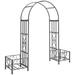 Outsunny Garden Arbor & Wedding Arch with Planters & Heart Motifs