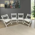 Folding Chairs All Weather Wood Portable Chair with Slatted Backrest Home Comfortable Foldable Dining Chair Folding Special Event Chair Lounge Chair for Indoors Outdoor Set of 4 White
