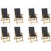 Folding Patio Chairs with Cushions 8 pcs Solid Acacia Wood Outdoor Chairs