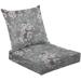 2-Piece Deep Seating Cushion Set Watercolor branch flowers cherry branch graphic gray Spring seamless Outdoor Chair Solid Rectangle Patio Cushion Set