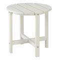 Outdoor White Side Table All Weather Poly Lumber Adirondack Small Patio Table Round End Table for Pool Balcony Deck Porch Lawn Backyard