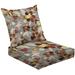 2-Piece Deep Seating Cushion Set Seamless exotic flowers leaves grey watercolor floral flower pastel Outdoor Chair Solid Rectangle Patio Cushion Set