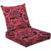 2-Piece Deep Seating Cushion Set Seamless floral black Peony a pink Outdoor Chair Solid Rectangle Patio Cushion Set