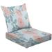 2-Piece Deep Seating Cushion Set Pastel Floral Vintage Pink Roses Watercolor Style Wedding Print Retro Outdoor Chair Solid Rectangle Patio Cushion Set