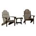 highwood 3 Piece Set Outdoor Adirondack Chairs and Folding Side Table Weathered Acorn