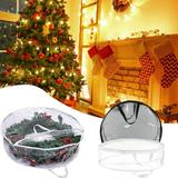 Frogued Wreath Storage Bag with Handle Large Capacity Reusable Heavy-duty Dust-proof Visible Transparent Christmas Garland Container Festival Supplies (Black S)