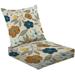 2-Piece Deep Seating Cushion Set Pretty modern floral seamless rust navy blue yellow a light beige Outdoor Chair Solid Rectangle Patio Cushion Set
